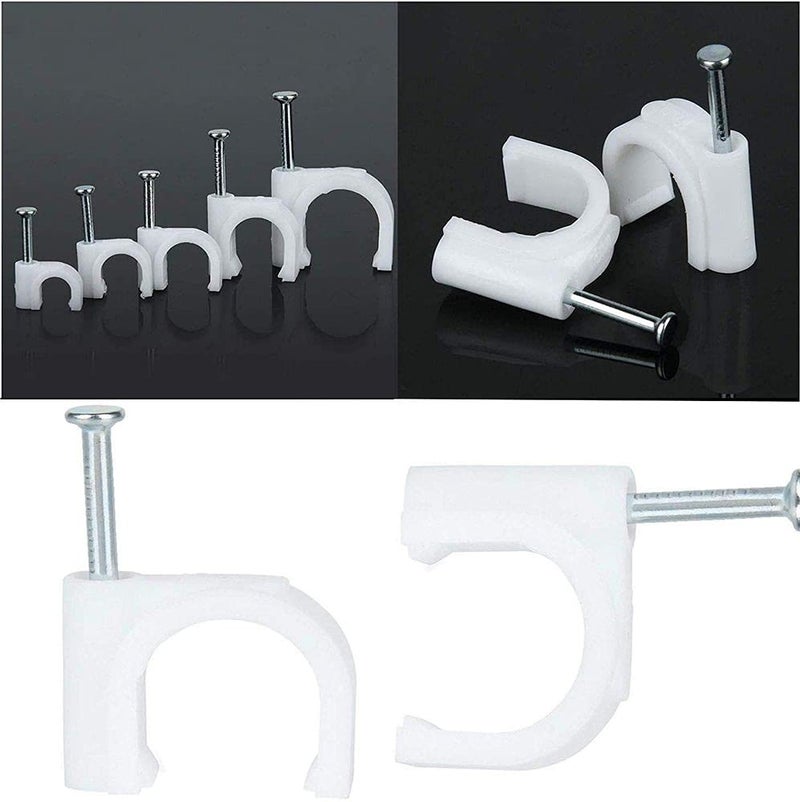 DIY Crafts CTDIYHI24548 100 pcsPack 514mm RoundSquare Steel Nail Cable Clamp Supplies Wire Cable Clip Buckle Plastic Clips Ties - Image 3
