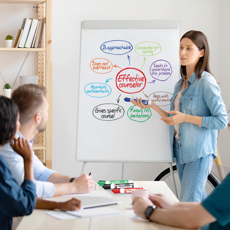 EXTRIC أقلام تحديد قابلة للمسح الجاف، مجموعة أقلام سبورة ذات طرف رفيع وطرف مائل مع ممحاة، قلم سبورة قابل للمسح الجاف مع ممحاة، قلم سبورة سميك ورفيع لتجهيزات التعليم، مستلزمات المدرسة - Image 4