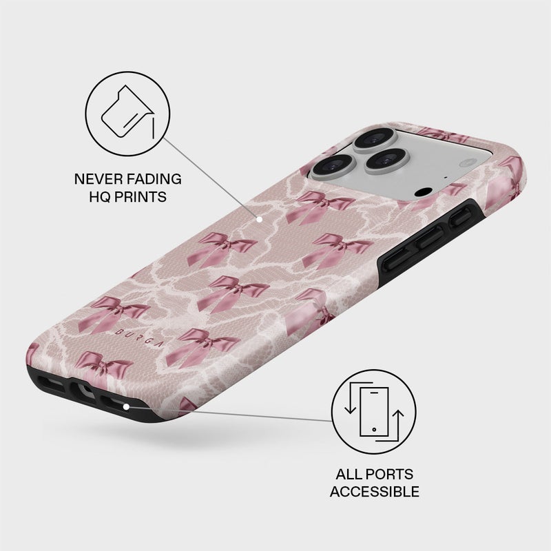 بورجا جراب بورجا لهاتف آيفون  برو ماكس بتصميم باليرينا فاخر، طبقة مزدوجة هجينة من البلاستيك الصلب والسيليكون للحماية، مقاوم للخدش والصدمات - Image 3