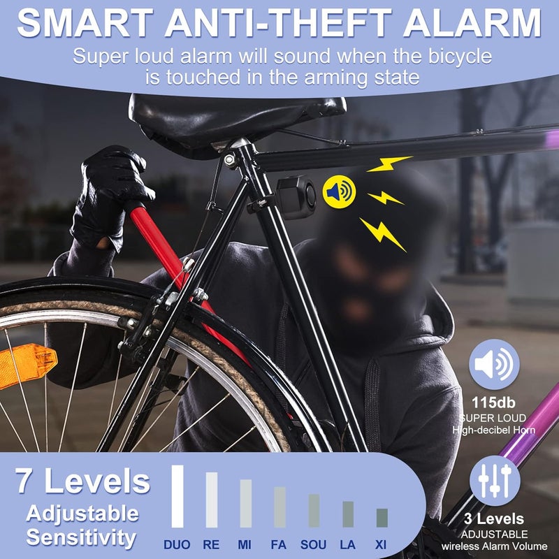 baluoqi Bicycle alarms, electric vehicle alarm, wireless vibration alarm system with motion sensor, waterproof, rechargeable theft alarm for e-bikes, bicycles, scooters, cars - Image 4