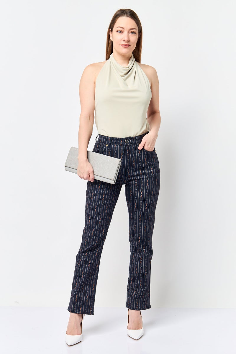 GANT Women Slim Fit Allover Print Stretchable Jeans, Navy - Image 2