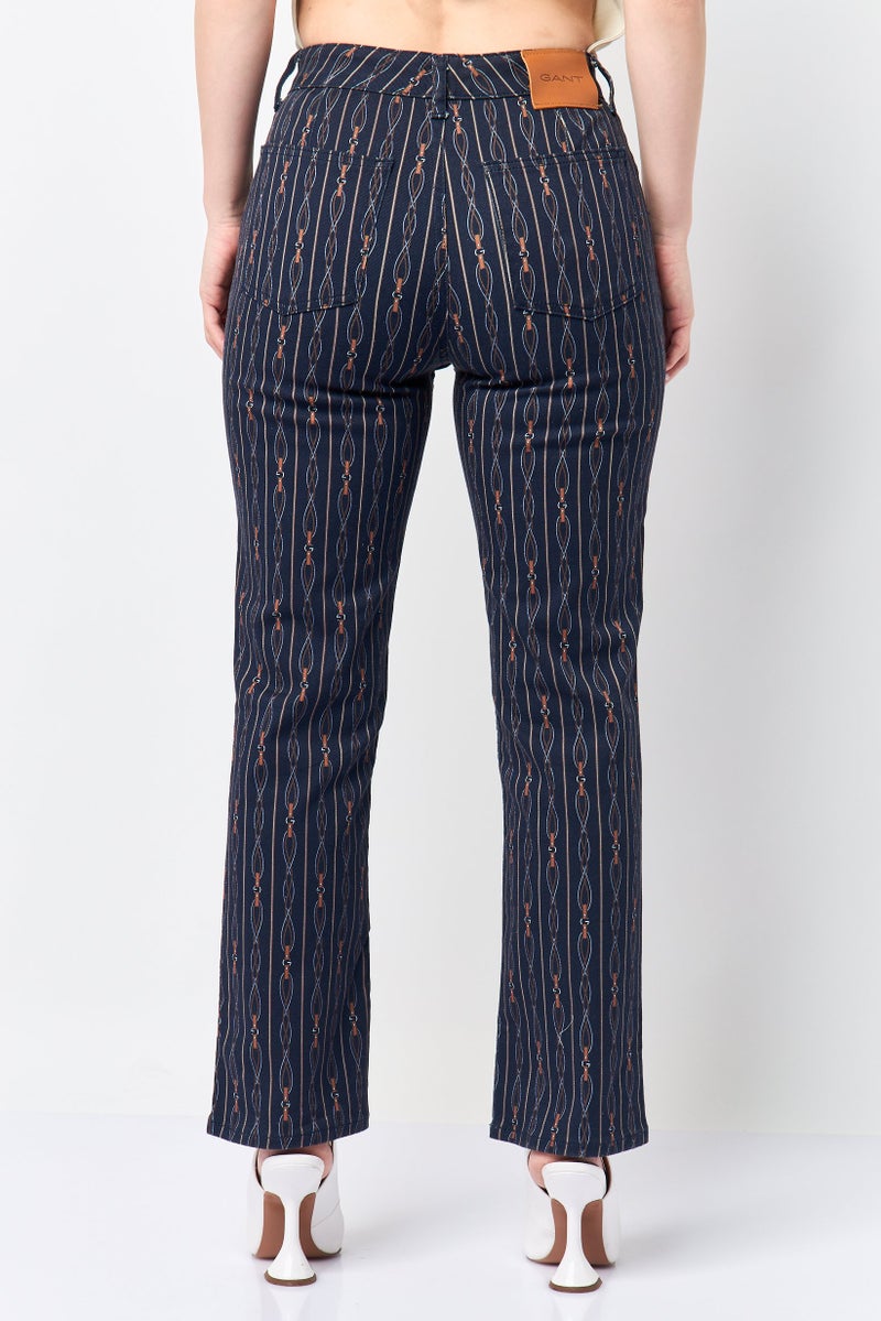 GANT Women Slim Fit Allover Print Stretchable Jeans, Navy - Image 4