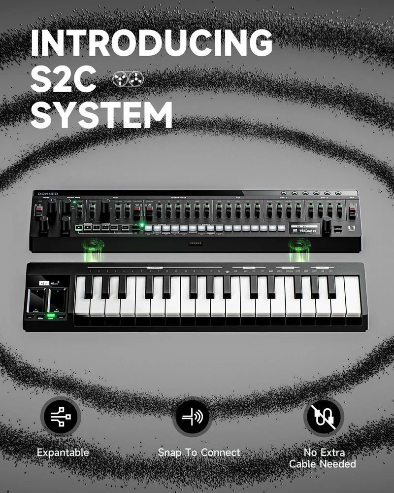 Donner L1 Essential Analog Monophonic Synthesizer 64‑Step Sequencer CV/Gate MIDI Synth for Studio Live  Performance - Image 5