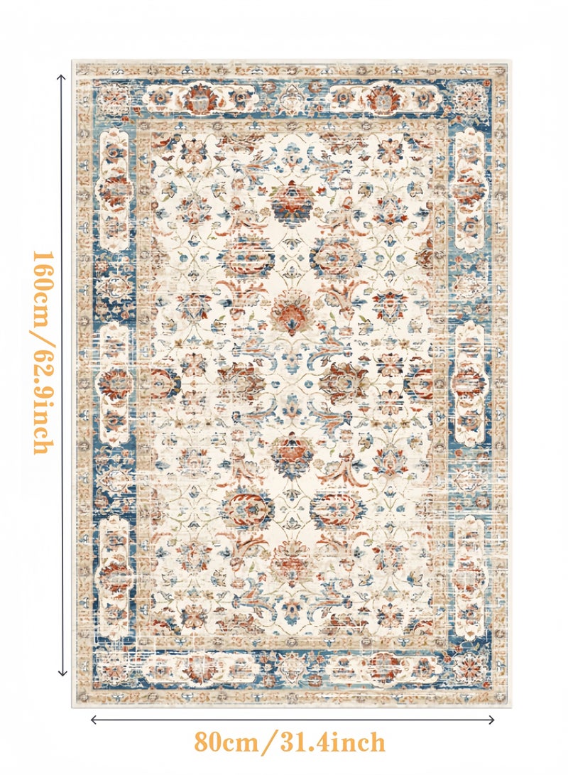 80*160cm  السجاد غرفة نوم على الطراز الفارسي على الطراز الفارسي-سجادة منطقة غير قابلة للانزلاق ، غير مقاومة للبقع وسهلة التنظيف وقابلة للغسل وناعمة ومريحة - Image 1