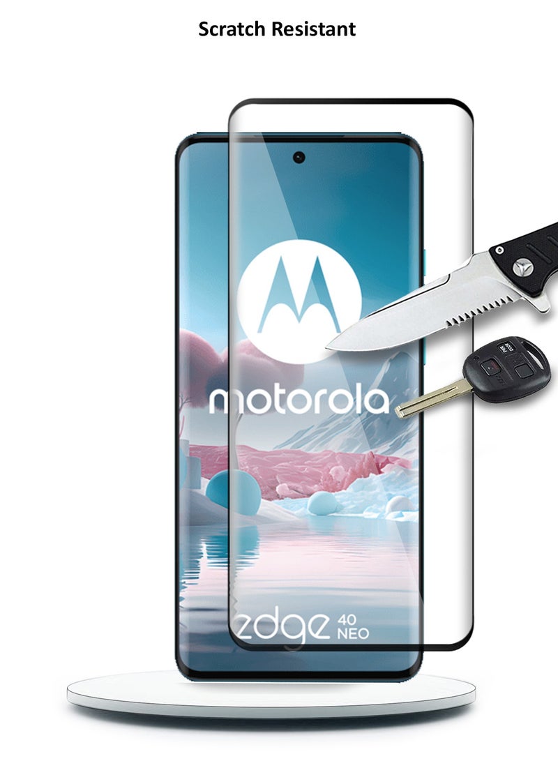 Wtech Motorola Edge 40 Neo 5G 2023 / Motorola Edge 40 5G 2023 Premium E2E Full Glue Full Cover Tempered Glass Screen Protector (MSGECN) - Clear/Black - Image 5