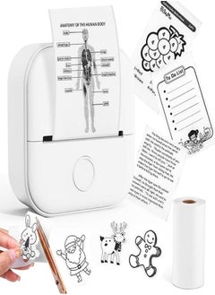 M MIAOYAN Mini Printer - Bluetooth Inkless Instant Photo Printer, Small Thermal Pocket Sticker Printer, Portable Phone Picture Printer for Kids Birthday, Kids, White  - Image 1