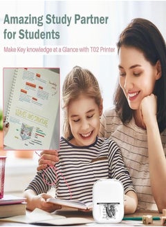 M MIAOYAN Mini Printer - Bluetooth Inkless Instant Photo Printer, Small Thermal Pocket Sticker Printer, Portable Phone Picture Printer for Kids Birthday, Kids, White  - Image 2