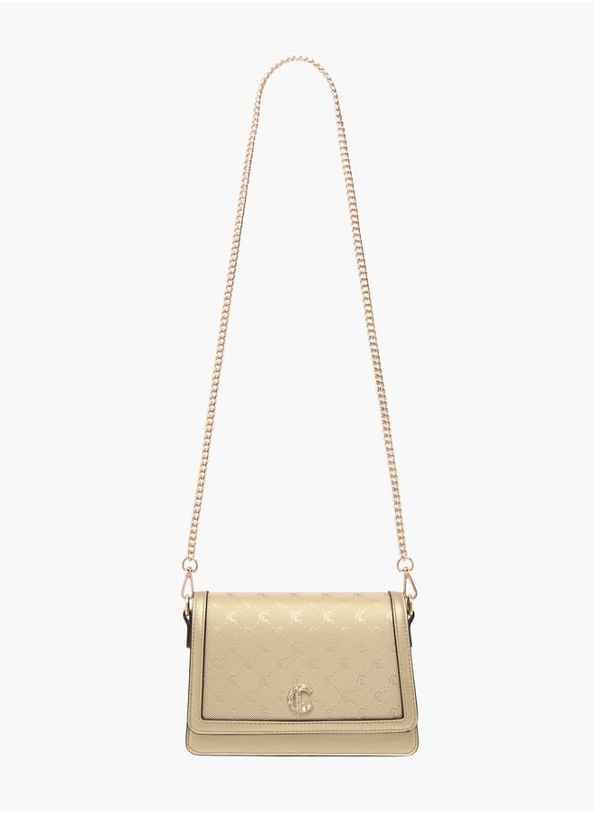 Le Confort Women Monogram Embossed Crossbody Bag with Button Closure  - Image 2