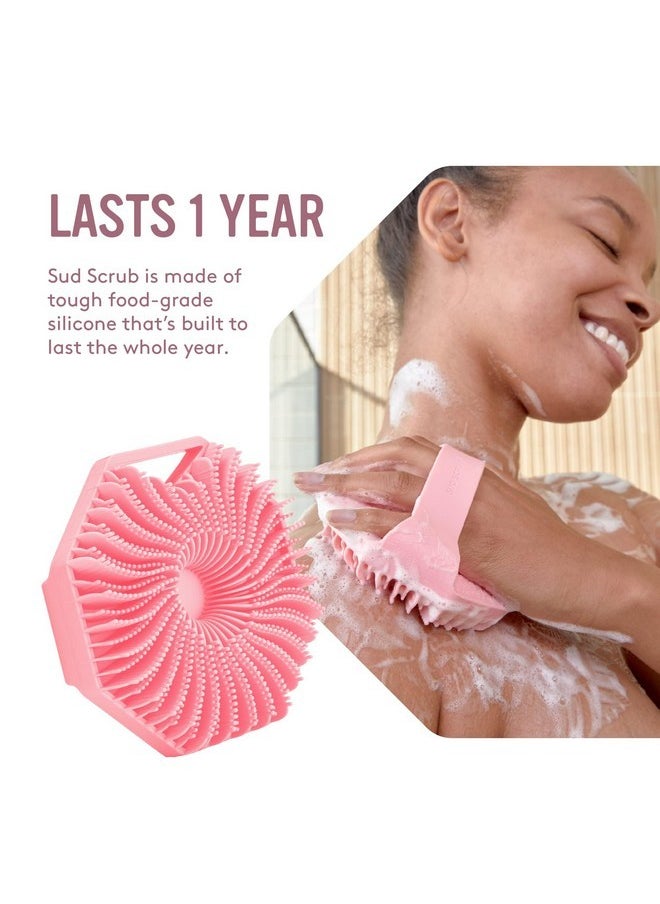 Sud Scrub Sud Scrub® Antimicrobial Silicone Body Scrubber, Exfoliating Body Scrubber for Sensitive Skin, Eco Friendly Shower Scrubber for Body, Silicone Body Brush for Showering, Pink  - Image 4