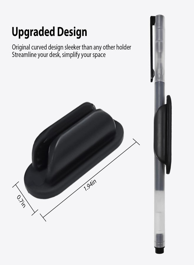 TENOC 3 Pack Adhesive Pen Holder, Silicone Pencil Holder for Desk & Wall, Flexible Marker Clip Organizer for Classroom, Car, Clipboard & Office, Oval, Black - Image 2