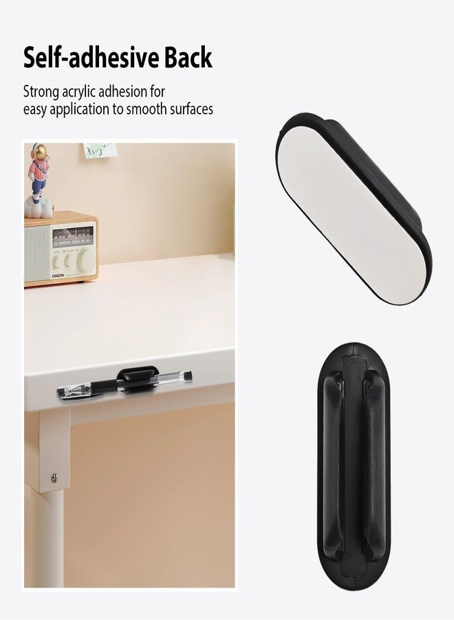 TENOC 3 Pack Adhesive Pen Holder, Silicone Pencil Holder for Desk & Wall, Flexible Marker Clip Organizer for Classroom, Car, Clipboard & Office, Oval, Black - Image 4