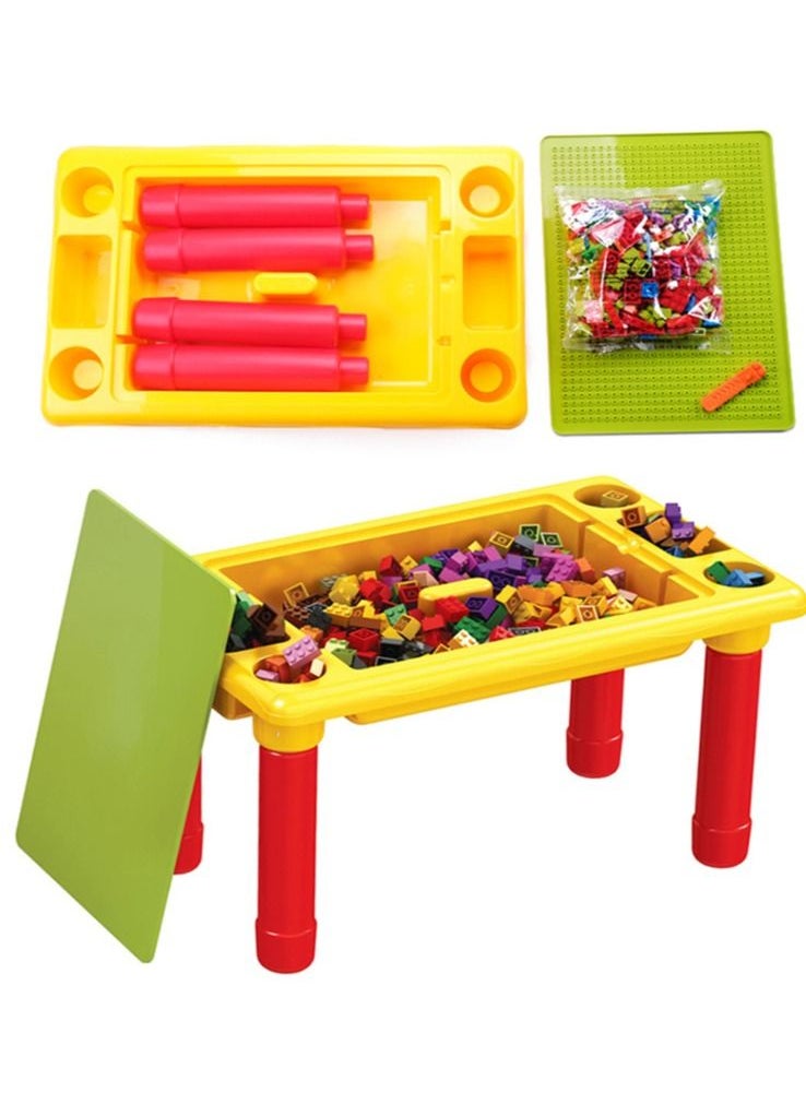 YelaJoy - 310-Piece Building Block Table DIY Assembled Game Table Toy Creativity Early Education Learning Storage Table - Image 1