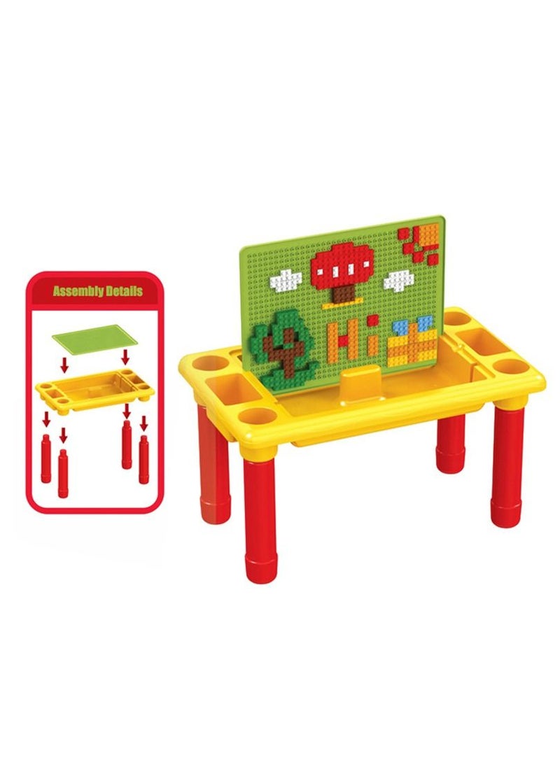 YelaJoy - 310-Piece Building Block Table DIY Assembled Game Table Toy Creativity Early Education Learning Storage Table - Image 1