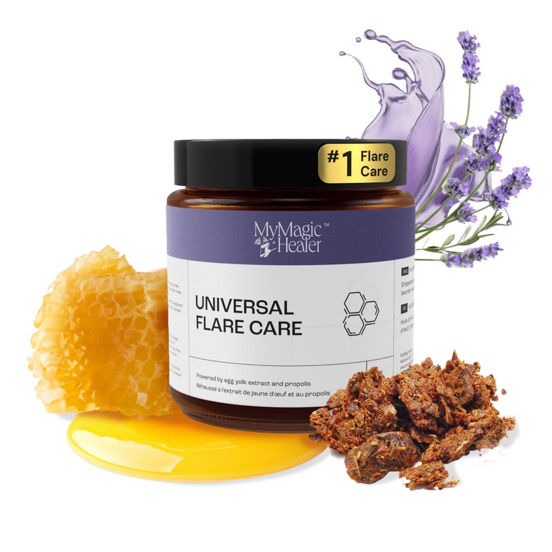 MyMagicHealer Universal Flare Care â€“ Multi-Purpose Solution | Skin Flare-Ups - Hidradenitis Suppurativa, Folliculitis, Boils, Cysts | Anti-Chafing | Irritated Skin Relief w/Propolis & Egg Yolk 4 oz - Image 1