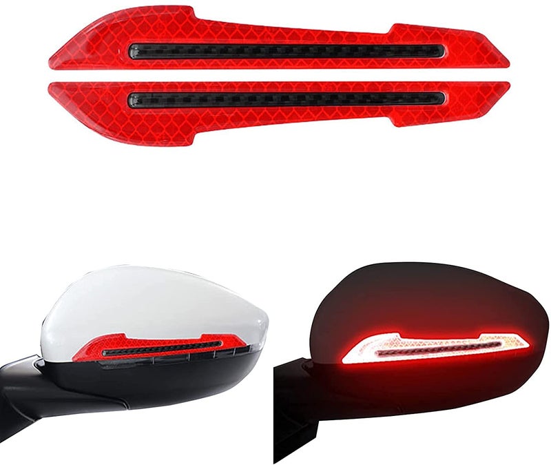 Allure Auto® 2 Pieces Reflective Car Stickers Set Rearview Mirror Reflective Warning Stickers Car Side Reflective Stickers for Car Safety (Red) for Hyundai Venue - Image 1