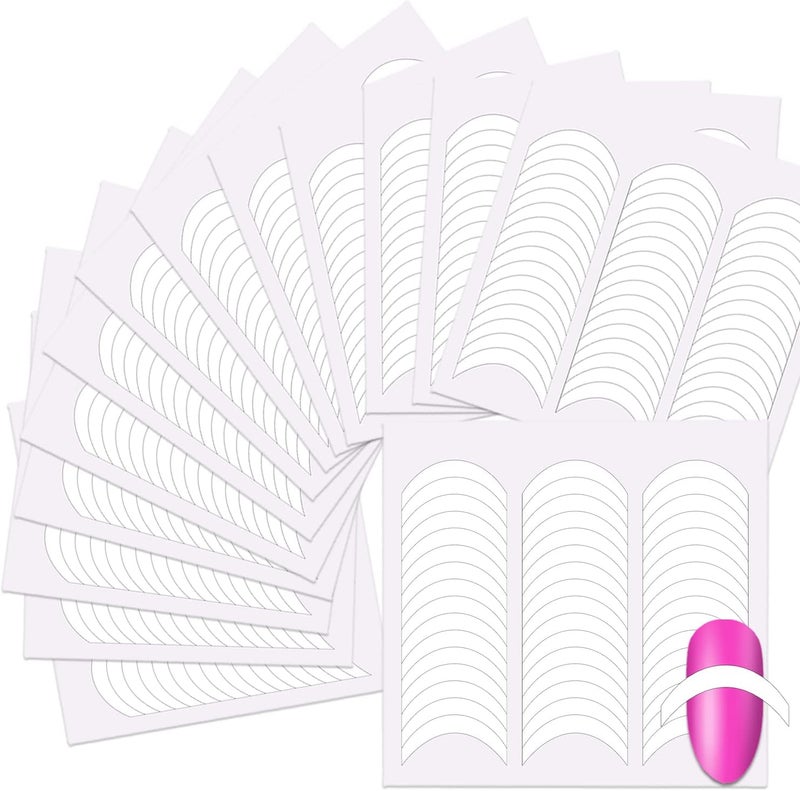 SILPECWEE 4320 Pieces 90 Sheets French Tip Nail Guides Nail Stencils Self-Adhesive Nail Art Stickers Half Moon French Manicure Strips Nail French Tip Tool French Nail Sticker Nail Art Stencils