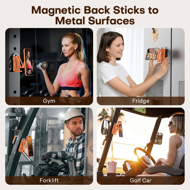 OMOTON TP02 360Â°Rotating for MagSafe Tripod Mount, Adjustable Aluminum Magnetic Phone Tripod for iPhone 17/16/15/14 Pro Max Air, Foldable Cell Phone Stand Fits Vlog, Gym, Travel Essentials, Orange - Image 4