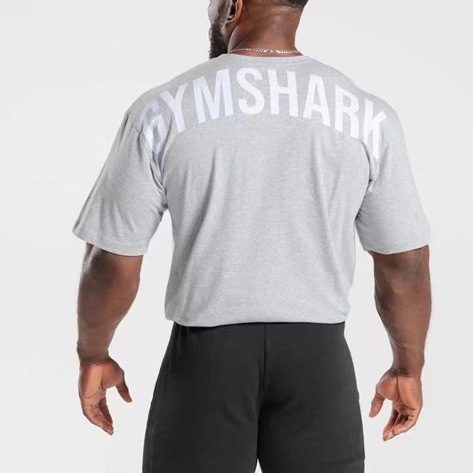 Gymshark Power T-Shirt Fitness Sports Short Sleeve Loose Elastic Cotton Fiber T-Shirt For Men - Image 3