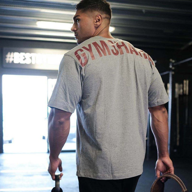 Gymshark Power T-Shirt Fitness Sports Short Sleeve Loose Elastic Cotton Fiber T-Shirt For Men - Image 4