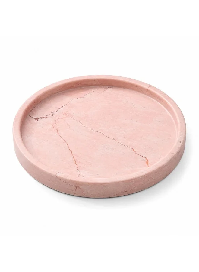 1Chase Natural Pink Travertine Round Vanity Tray for Perfume, Jewellery & Home Décor