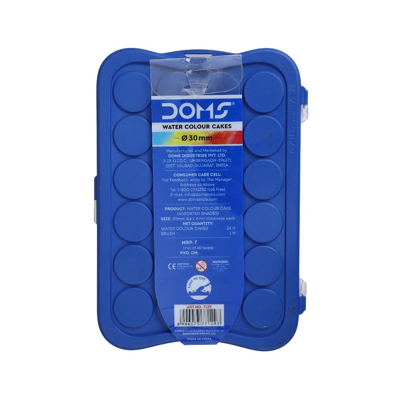 Doms 24 Shades 30mm Water Colour Cakes | Easy To Use Palette Lid | Organic Rich Colour Pigments | Free Brush Inside | Non-Toxic & Safe For Kids | Pack of 1 - Image 5