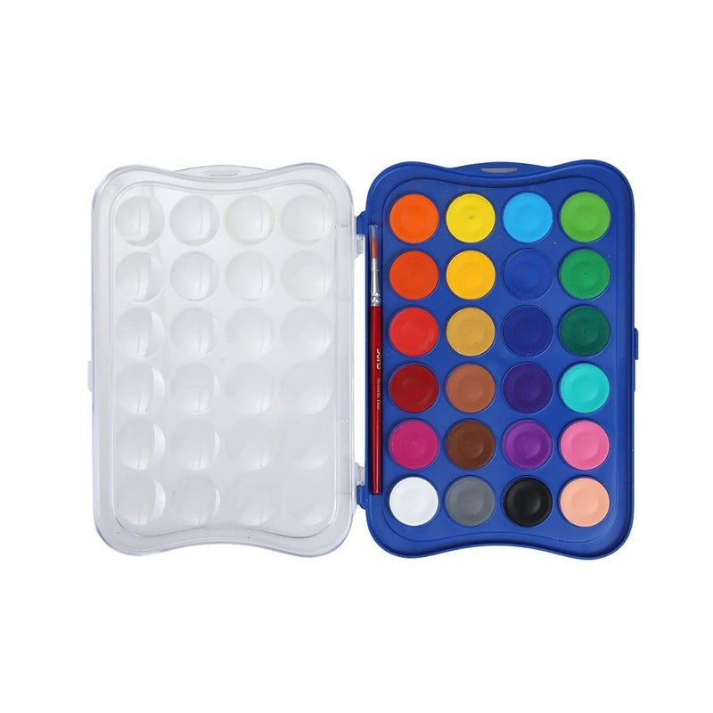 Doms 24 Shades 30mm Water Colour Cakes | Easy To Use Palette Lid | Organic Rich Colour Pigments | Free Brush Inside | Non-Toxic & Safe For Kids | Pack of 1 - Image 2