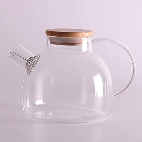 SHREE HANS CREATION Wooden Lid Glass Teapot/Carafes & Pitchers with Bamboo Lid Loose Leaf Tea Filter Spout Natural Flowering Tea Gift Set/Green Tea Pot (Wooden Lid (1800 ML)) - Image 4