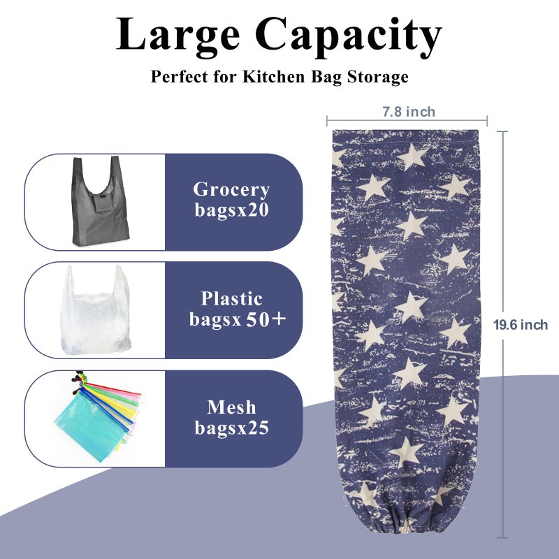 TOGETRUE Plastic Bag Holder, Wall Mount Grocery Bag Organizer, Heavy Duty Storage for Home Kitchen Camper (Blue Stars) - Image 3