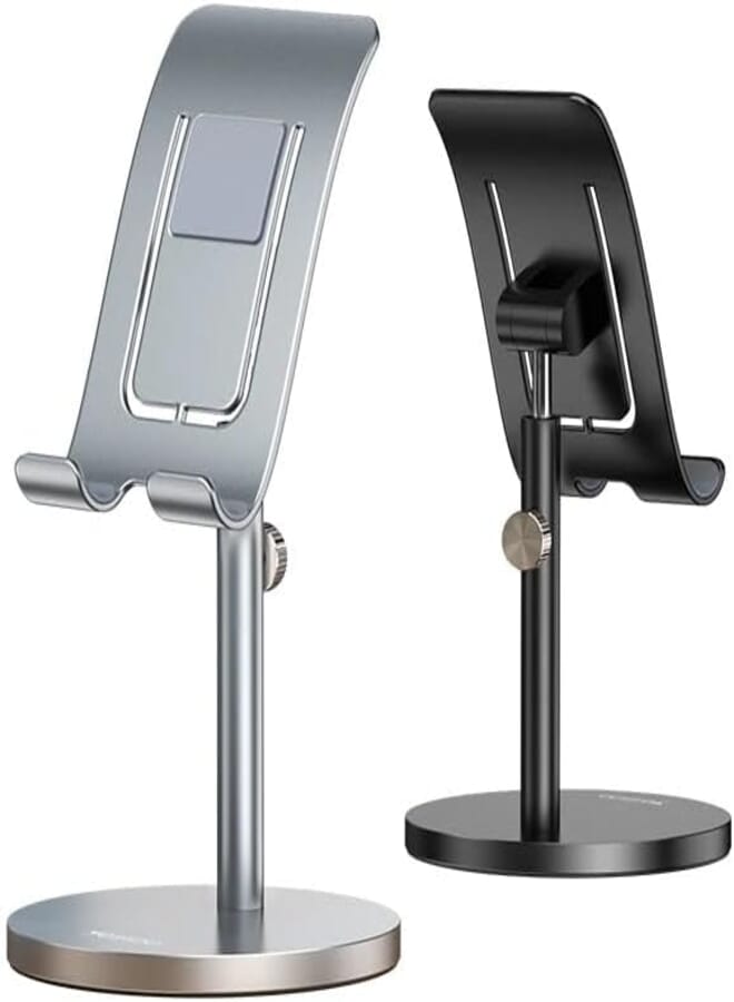 Next Next Store Adjustable Desktop Mobile Phone Stand – Durable Aluminum Base with Anti-Slip Silicone Pad, Compatible with Devices up to 12.5"