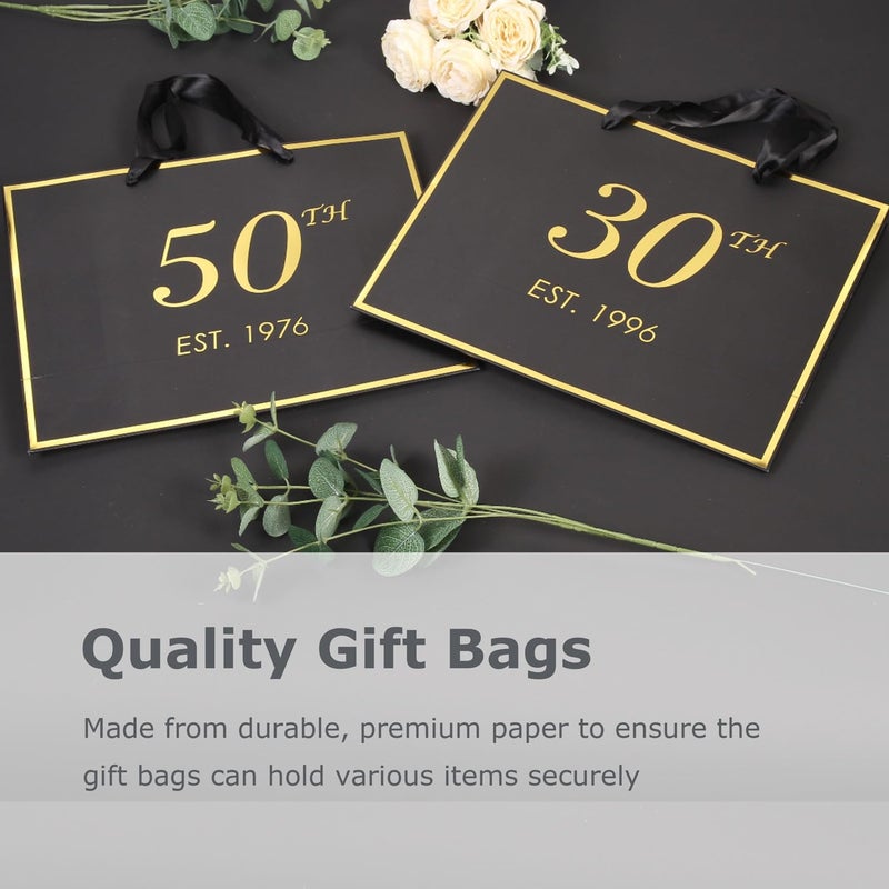 momoake 18th Birthday Gift Bag with Card and Tissue Paper for Boys Men Women Him, 2008 18 Year Old 13" Elegant Black Gold Anniversary Keepsake Party Present Shopping Paper Bags for Gifts Wrapping - Image 4