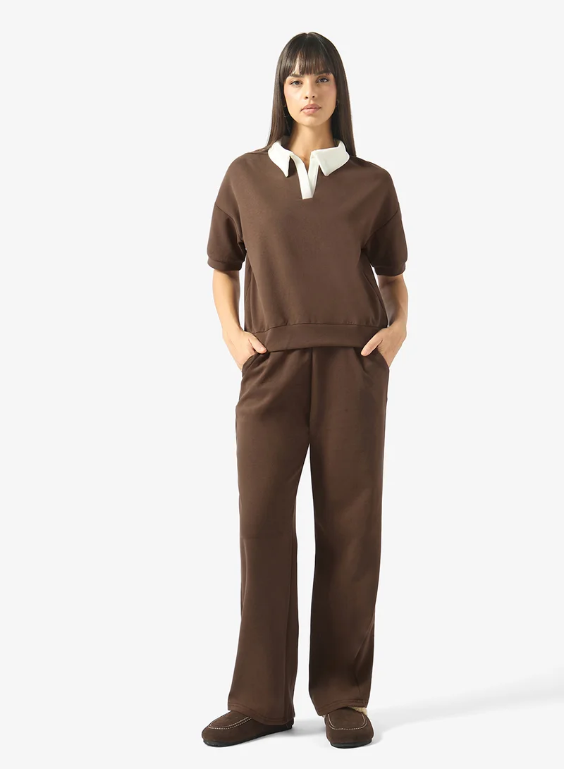 Ginger Basics Polo Neck T-shirt & Sweatpant Set