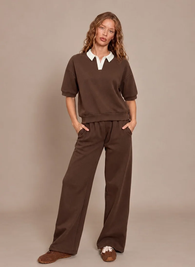 Polo Neck T-shirt & Sweatpant Set