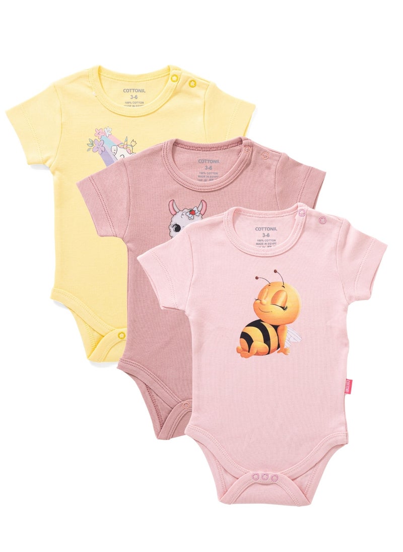 COTTONIL - Pack of 3 Cotton Half Sleeve Bodysuit for Baby - Image 1