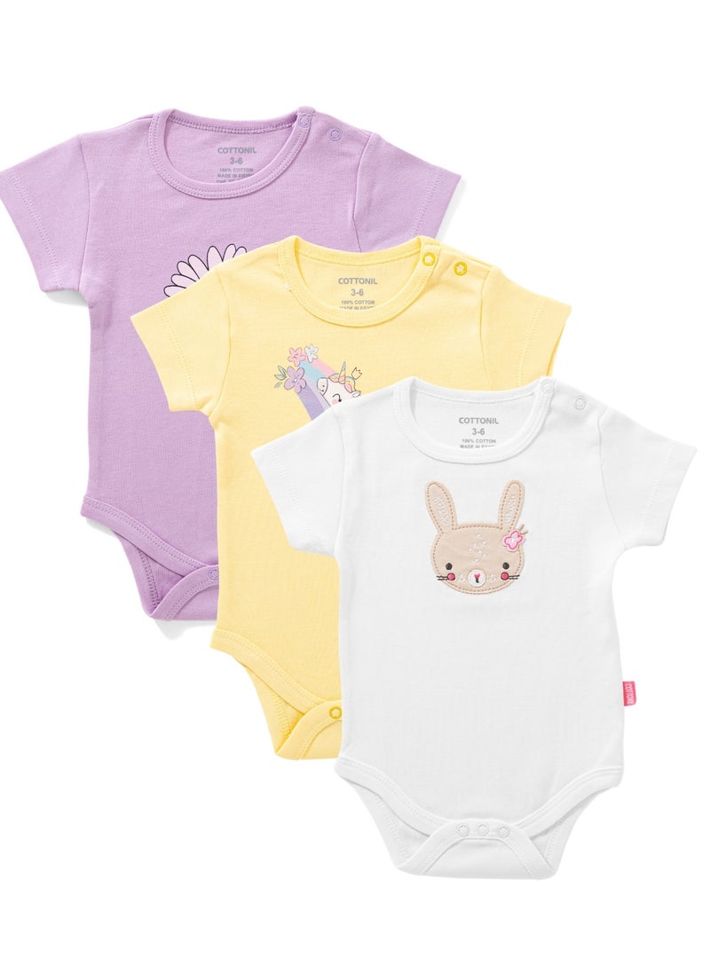 COTTONIL - Pack of 3 Cotton Half Sleeve Bodysuit for Baby - Image 1