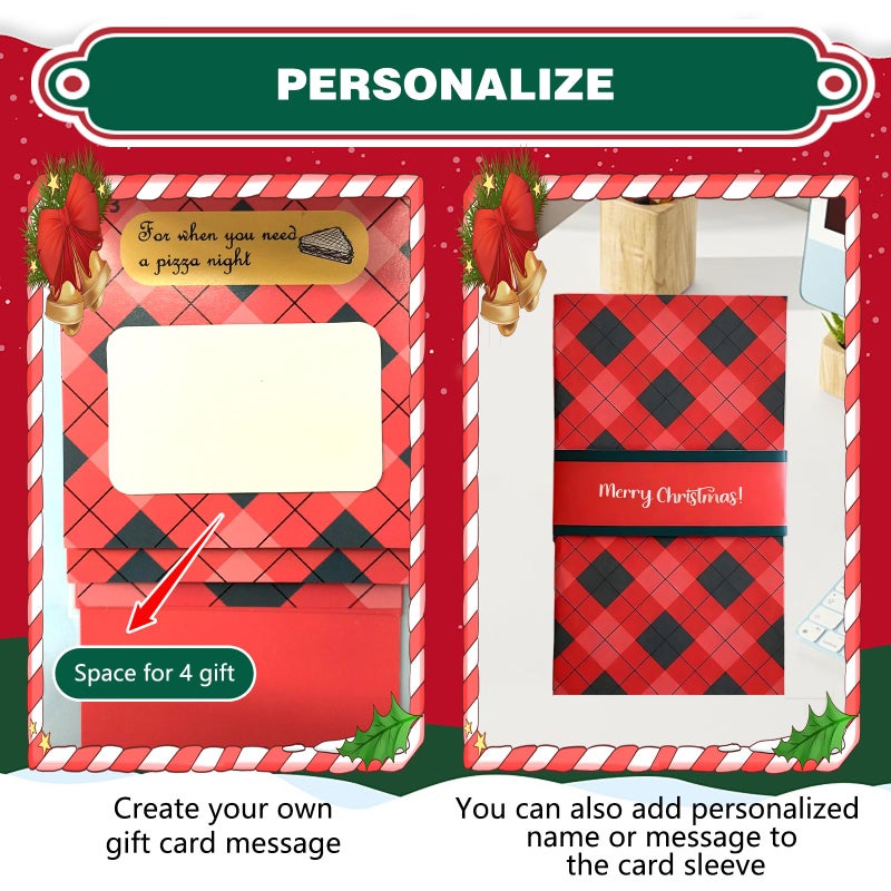 taakcc 5Pcs Handmade Christmas Gifts Card Booklet,Handmade Christmas Gift Card Holder Book,Christma Money Holder Envelope Booklet,DIY Personalized Xmas Gift,Xmas Party Supplies for Family and Friends - Image 3