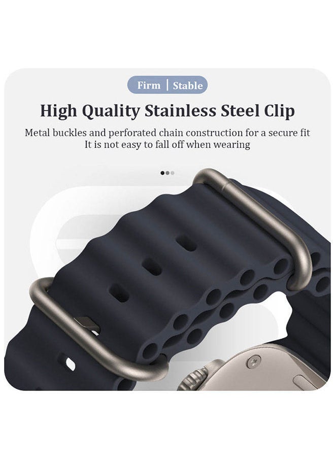 O Ozone - Silicone Ocean Band For Apple Watch Band Series 8 42mm 44mm 45mm 49mm Adjustable Strap For iWatch Series 8/7/6/5/4/3/2/1/SE/Ultra - Midnight Blue/Beige/Red - Image 1