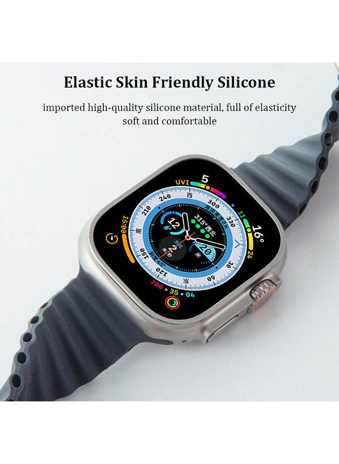 O Ozone - Silicone Ocean Band For Apple Watch Band Series 8 42mm 44mm 45mm 49mm Adjustable Strap For iWatch Series 8/7/6/5/4/3/2/1/SE/Ultra - Midnight Blue/Beige/Red - Image 1