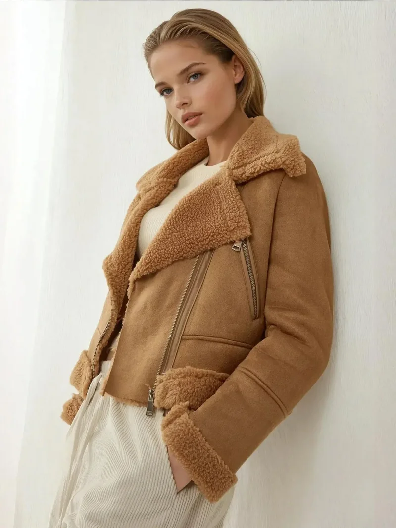 بيغ دارت BDART Faux Leather Fitted Jacket with Shawl Collar