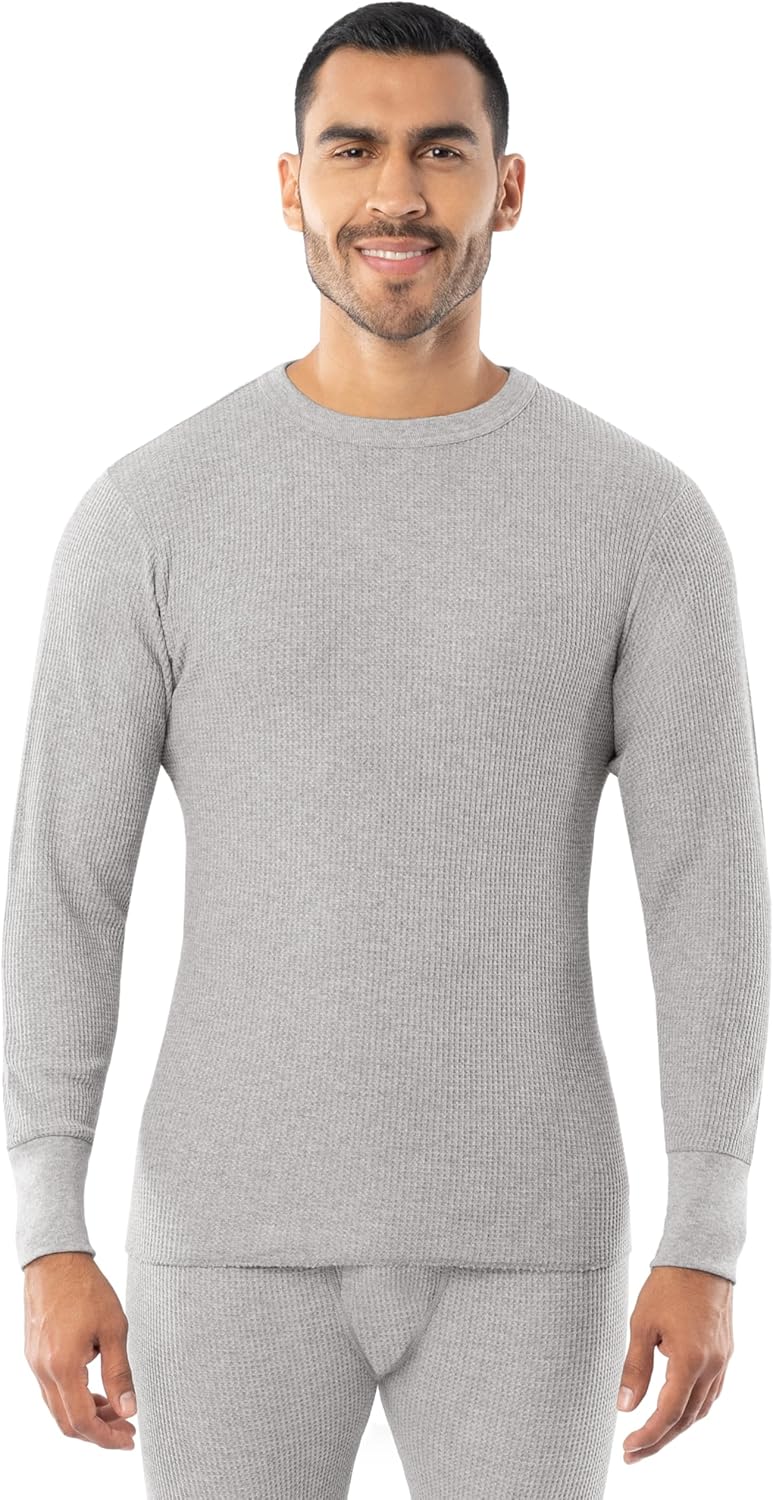 Indera Men's Heavyweight Cotton Waffle Long Johns Thermal Undershirt - Heather Grey - Image 1
