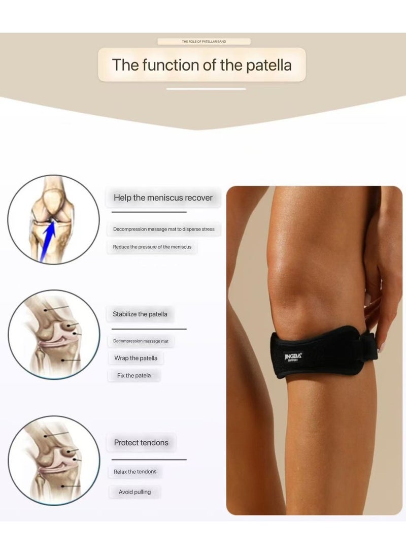 جينجبا سابورت دعامة تثبيت الركبة لعلاج آلام الركبة، دعامة ركبة الرضفة للجنسين، مناسبة لكرة السلة والجري والمشي لمسافات طويلة وكرة الطائرة والتنس والقرفصاء (المقاس: 43.5 × 6 سم) - Image 3