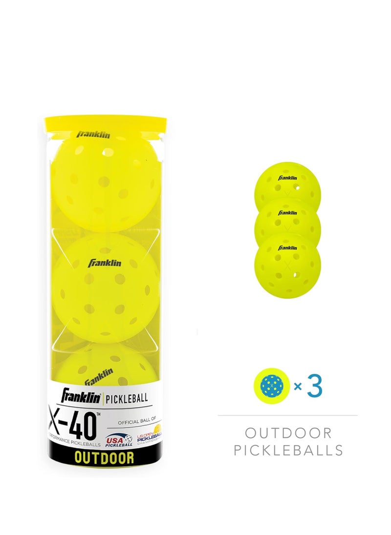 Franklin Sports Sports Outdoor Pickleballs - X-40 Pickleball Balls - Usa Pickleball (Usapa) Approved - Official Us Open Ball - 3 Pack  - Image 2