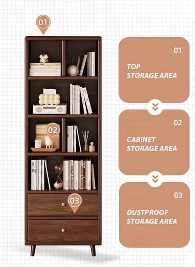 كلناميان رف تخزين متعدد الطبقات للكتب، خزانة عرض أنيقة لغرفة المعيشة، 50*30*181.5 سم، لون بني - Image 1