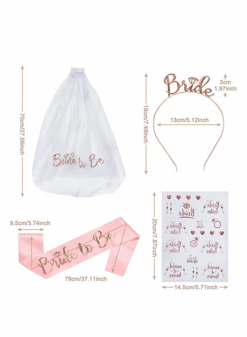 نيبمينينت Bride to Be Decoration Set, Sash, Headband Tiara, Veil with Comb, Rhinestone Pre-Strung Banner, Gifts Decorations Wedding - Image 5