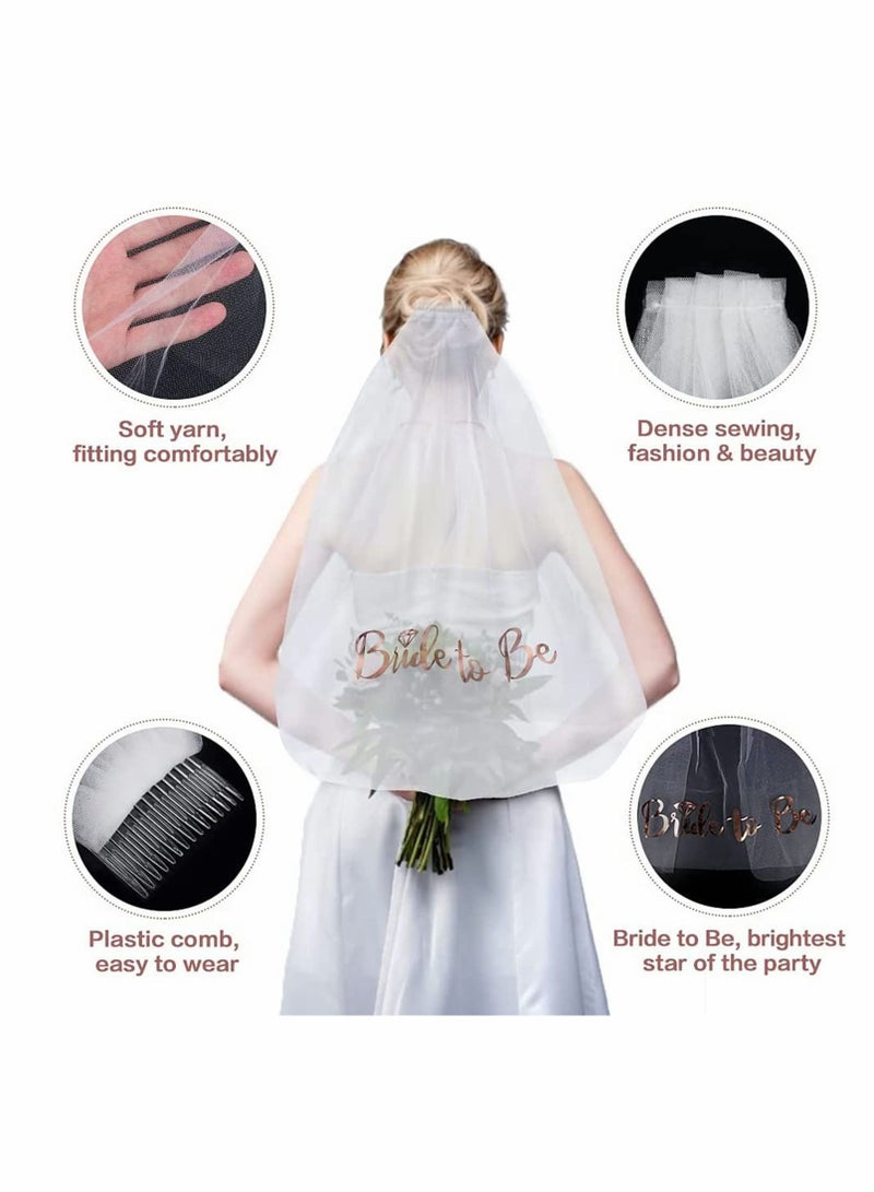 نيبمينينت Bride to Be Decoration Set, Sash, Headband Tiara, Veil with Comb, Rhinestone Pre-Strung Banner, Gifts Decorations Wedding - Image 4