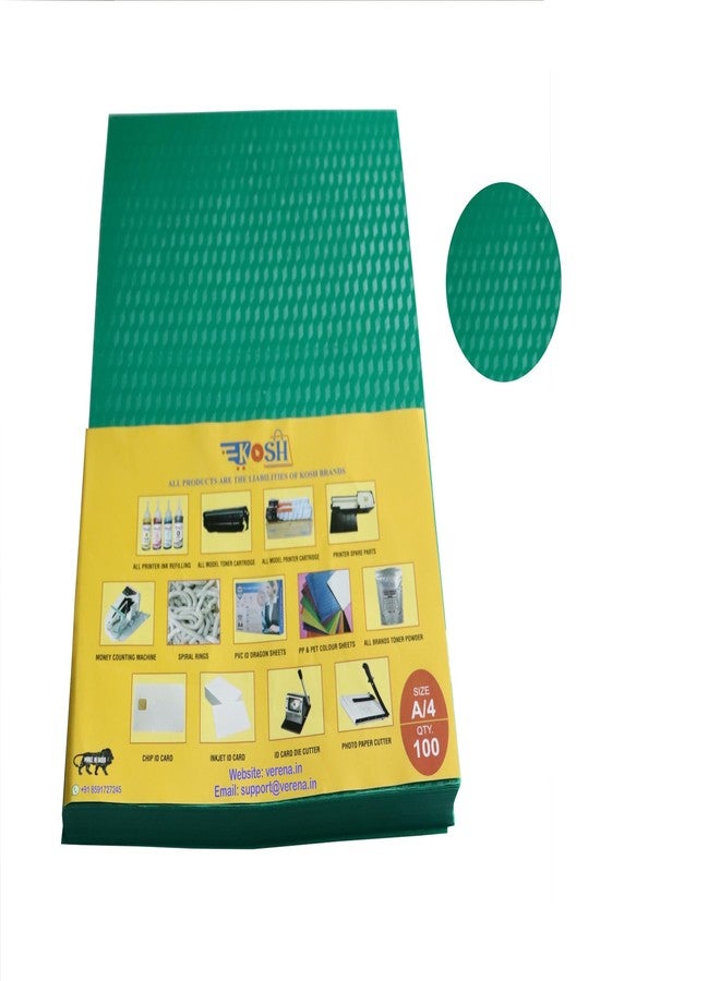 Kosh PVC Spiral Book Binding Sheet A/4 (Set of 100,Green) - Image 3