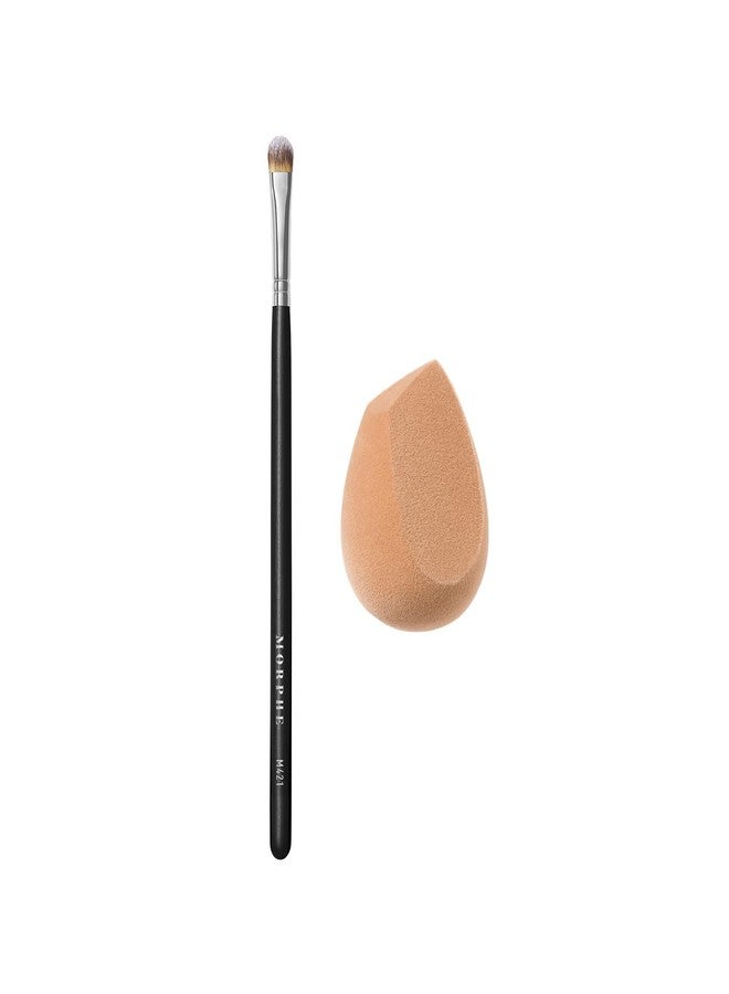 Morphe Perfect Complexion Duo - Mini Concealer Brush and Microfiber Beauty Sponge for Foundation - Professional-Quality Beauty Tools & Accessories (2 Count) - Image 1