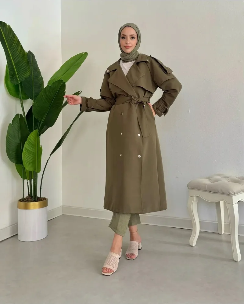 سوانا Snap Detail Lined 120 cm 38-44 Compatible Trench Coat