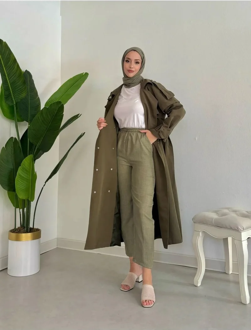سوانا Snap Detail Lined 120 cm 38-44 Compatible Trench Coat