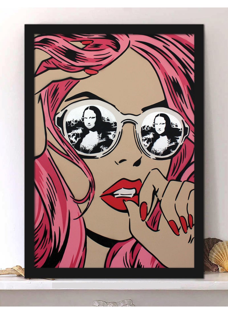 Spoil Your Wall Wall Posters with Mona Lisa Reflection In Glasses Pop Art and Black Frame - Wall Arts Home Décor Photo Frames - 40x55cm by Spoil Your Wall - Image 1