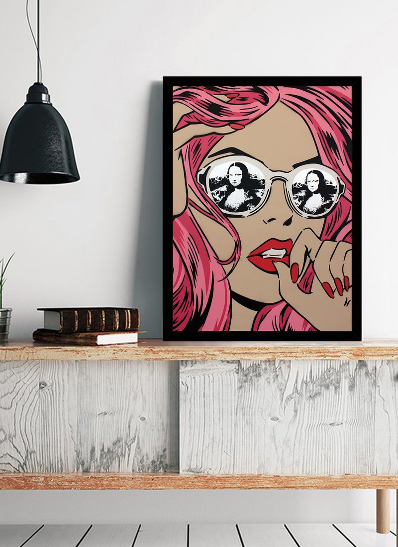 Spoil Your Wall Wall Posters with Mona Lisa Reflection In Glasses Pop Art and Black Frame - Wall Arts Home Décor Photo Frames - 40x55cm by Spoil Your Wall - Image 2